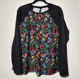 Torrid Disney Lilo & Stitch Tattoo Rash Guard Womens 2X LS Colorful Stretchy